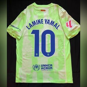 Lamine Yamal #10 Barcelona Jersey Third 2024 S-XL Soccer 2025 Neon Green